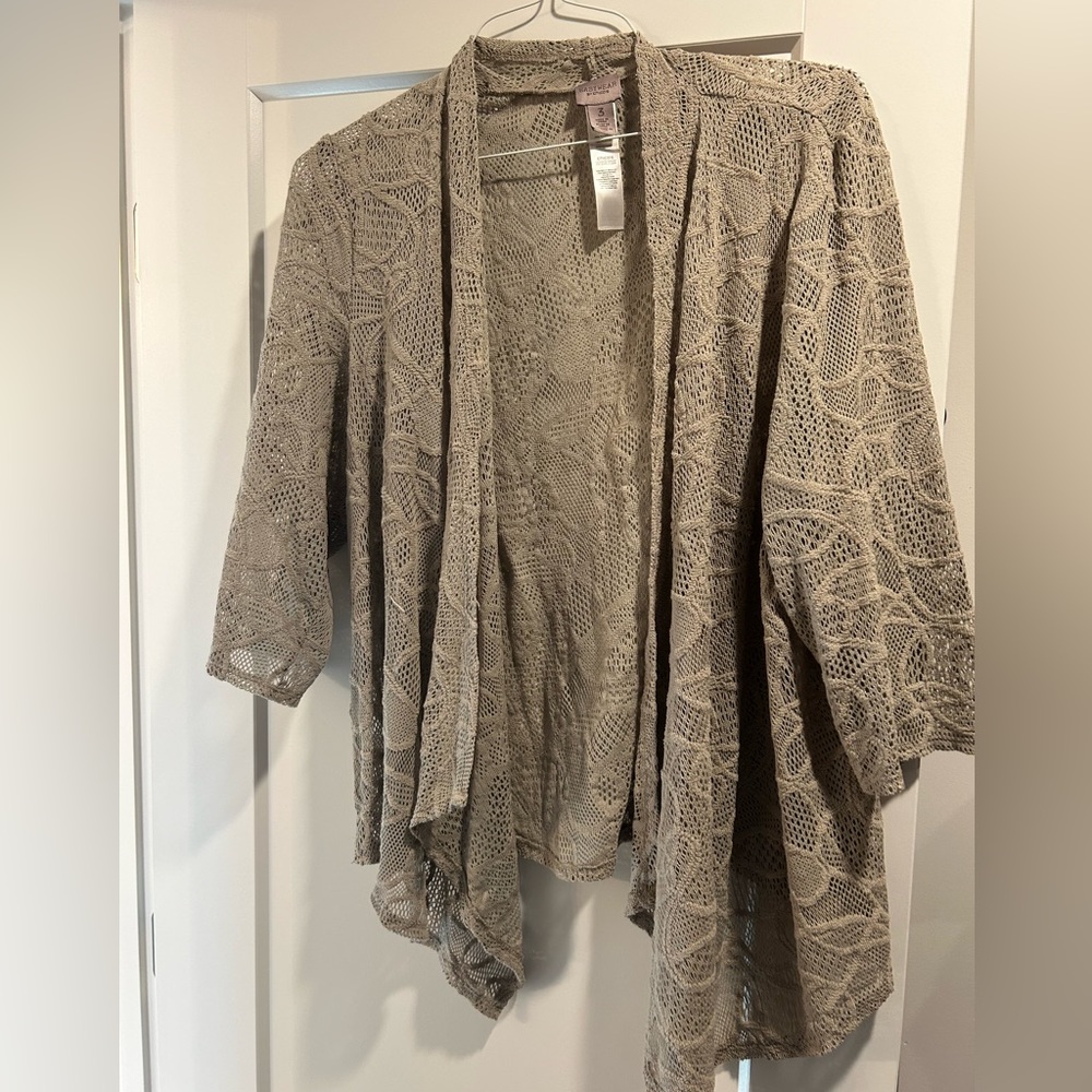 Tan Chico Easy Wear Crochet Cardigan